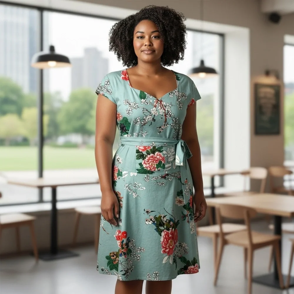 🌸 Vintage-Inspired Floral Midi Dress – Dress Tells (3XL) 🌸 - Picture 1 of 5